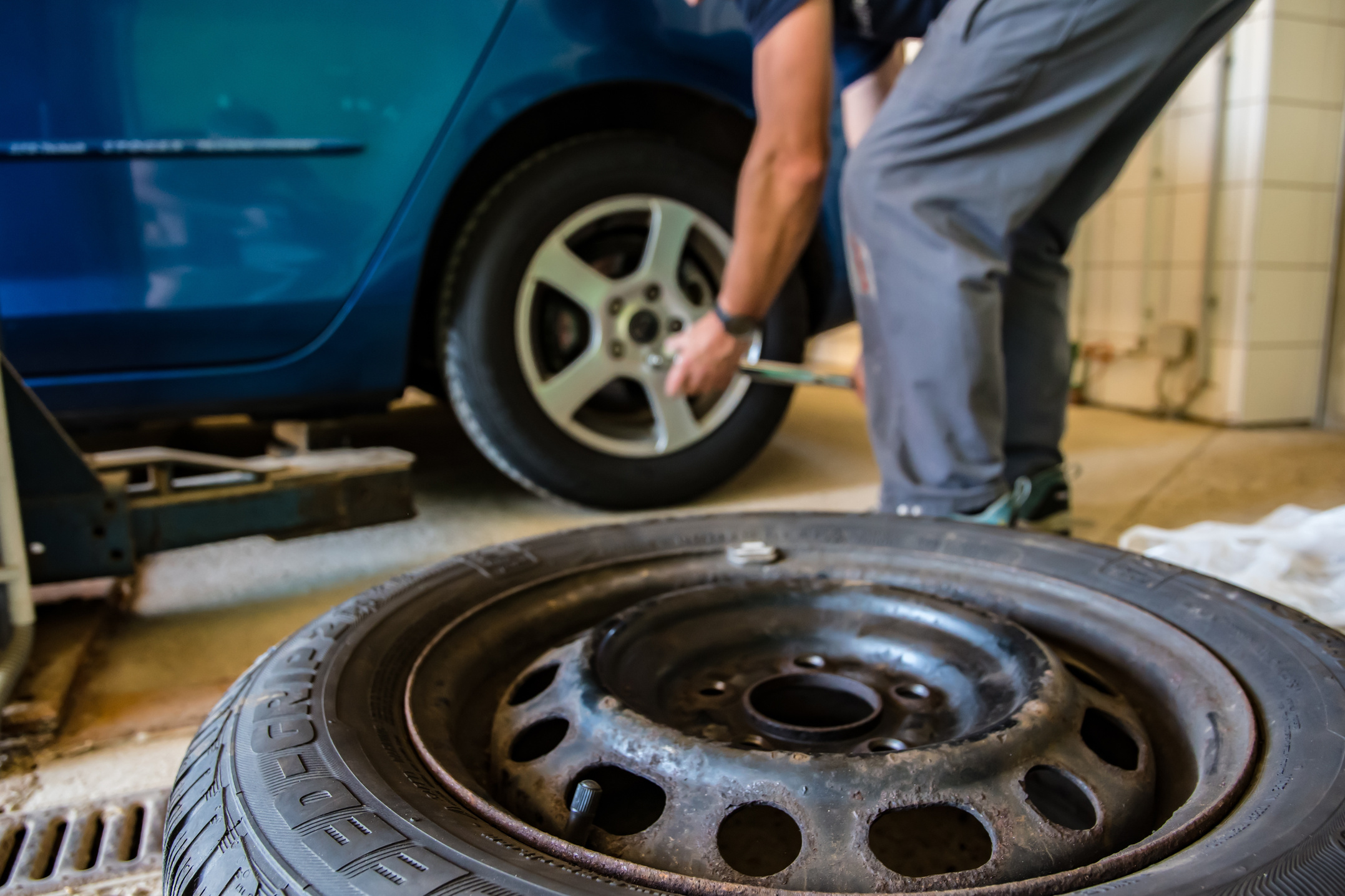 Man Changing Car Tires